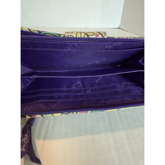 Vera Bradley HEATHER Quilted Wallet Wristlet Turn Lock Purple Green Purse 8”x5” - Picture 5 of 13